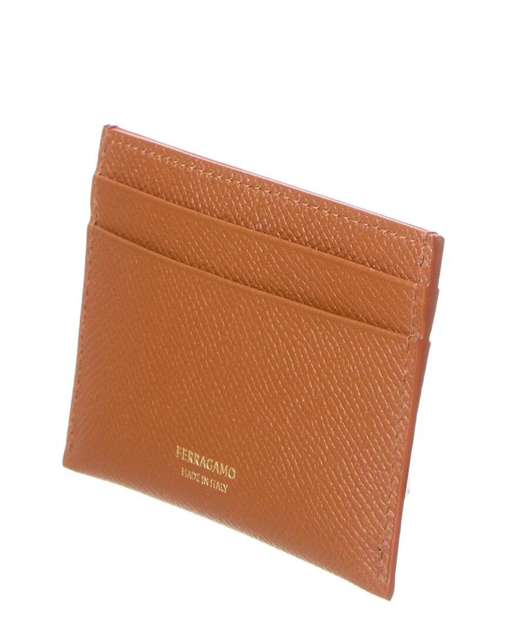 Ferragamo Brown Gancini Leather Card Holder