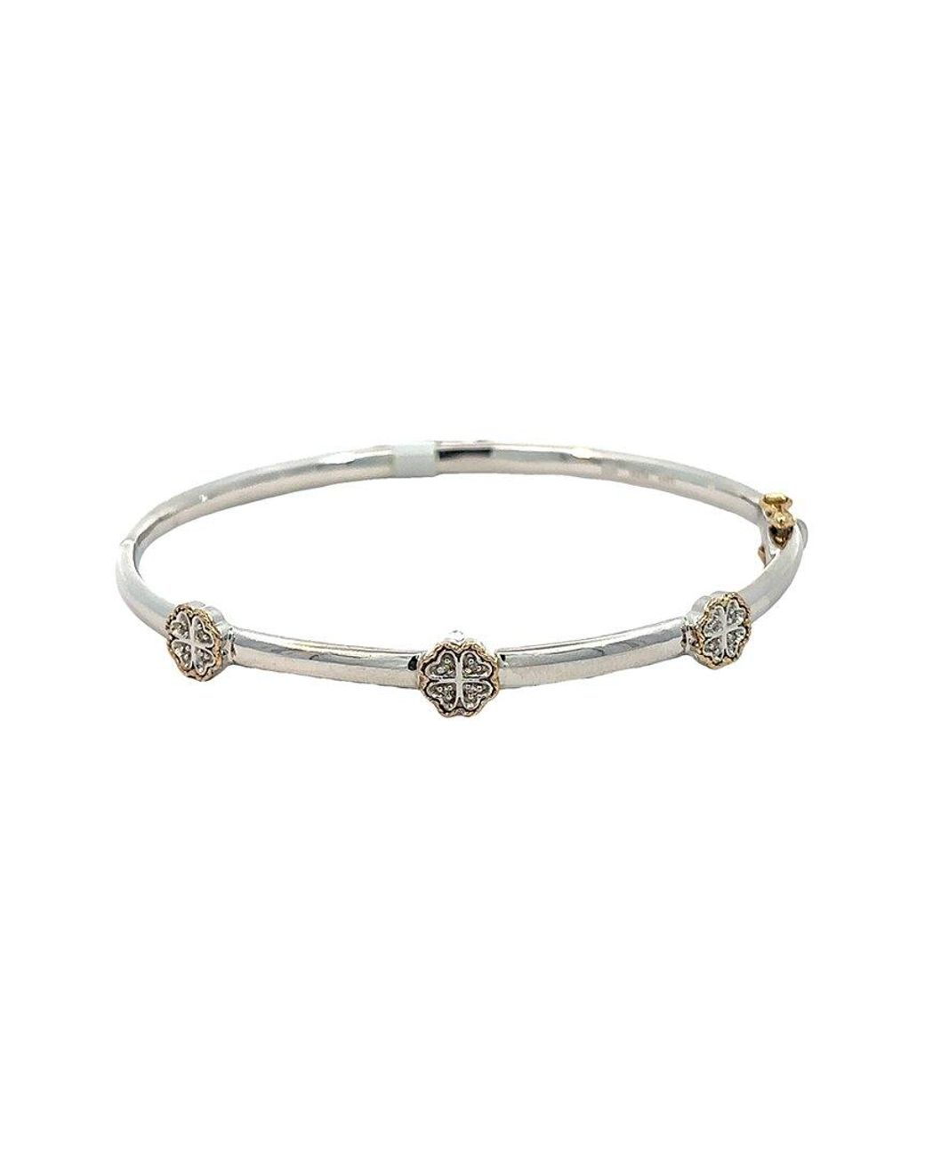 Diamond Select Cuts White Flower 0.05 Ct. Tw. Diamond Bangle Bracelet