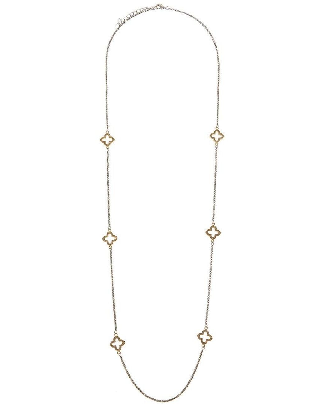 Juvell Metallic Plated Cz Clover Link Necklace
