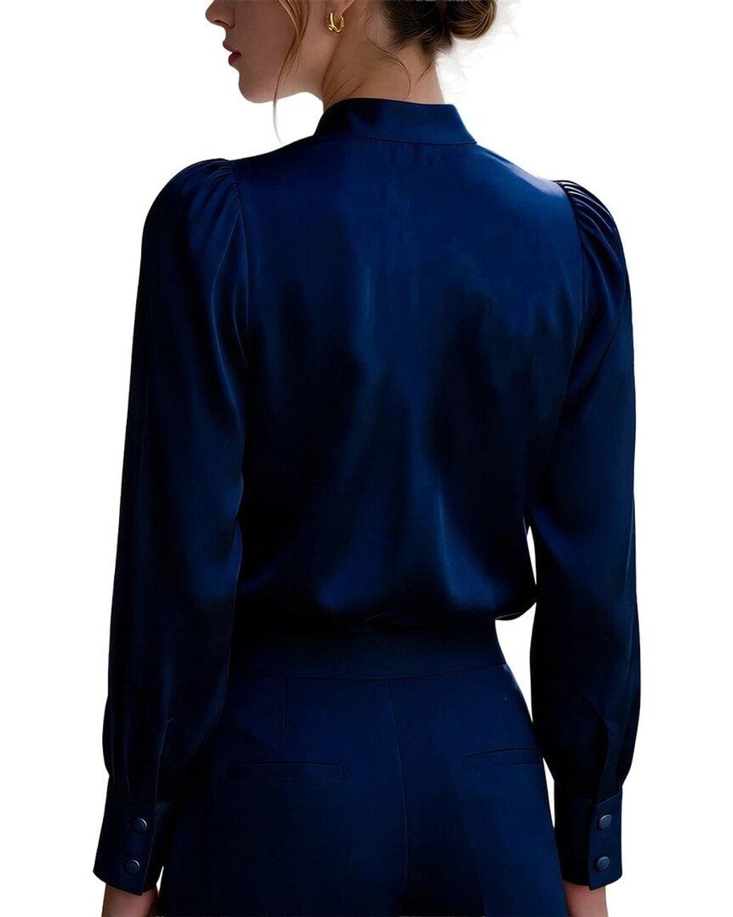 Tedora Blue Long Sleeve Blouse