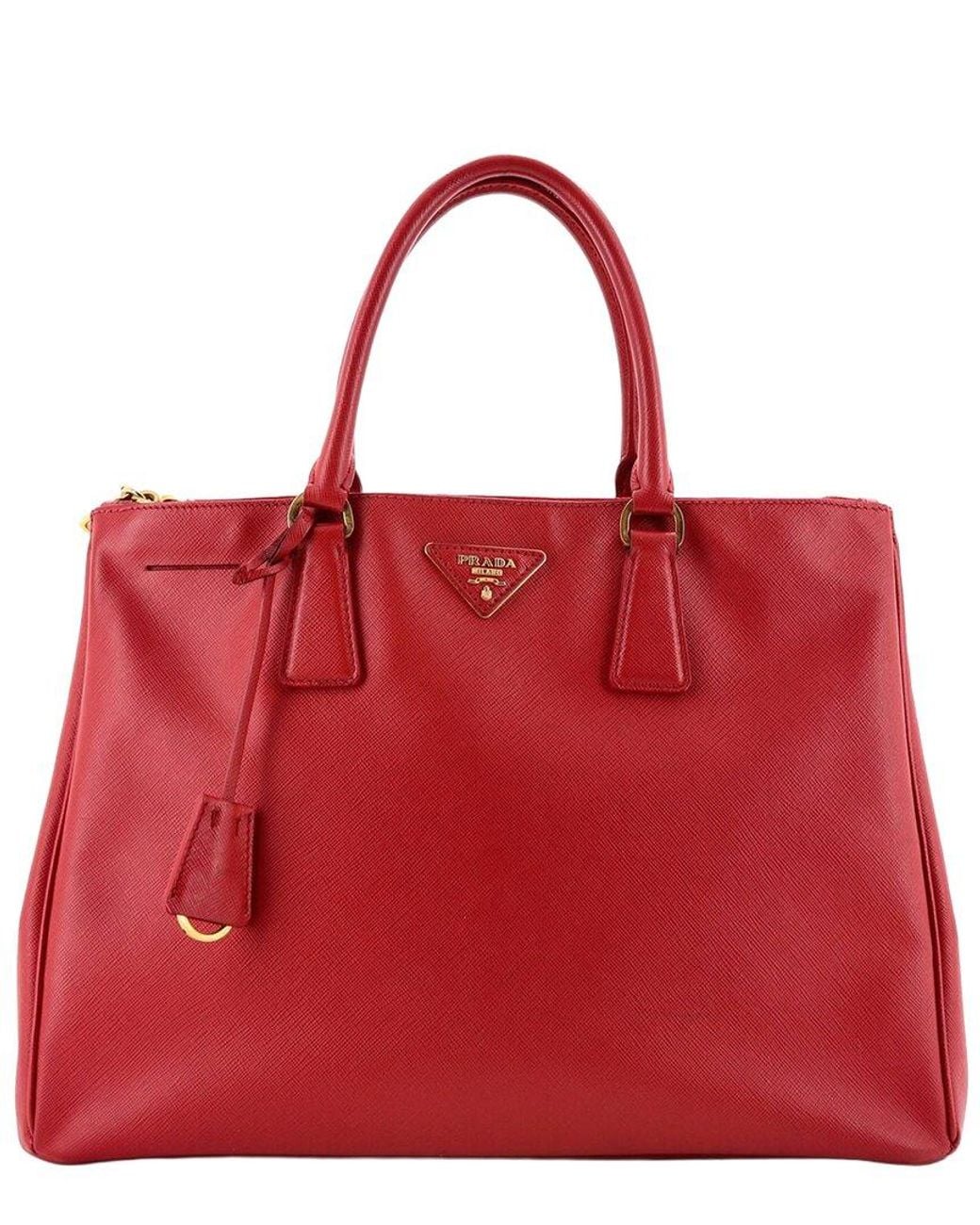 Prada Red Saffiano Leather Double Zip Lux Tote Xl (Authentic Pre-Loved)