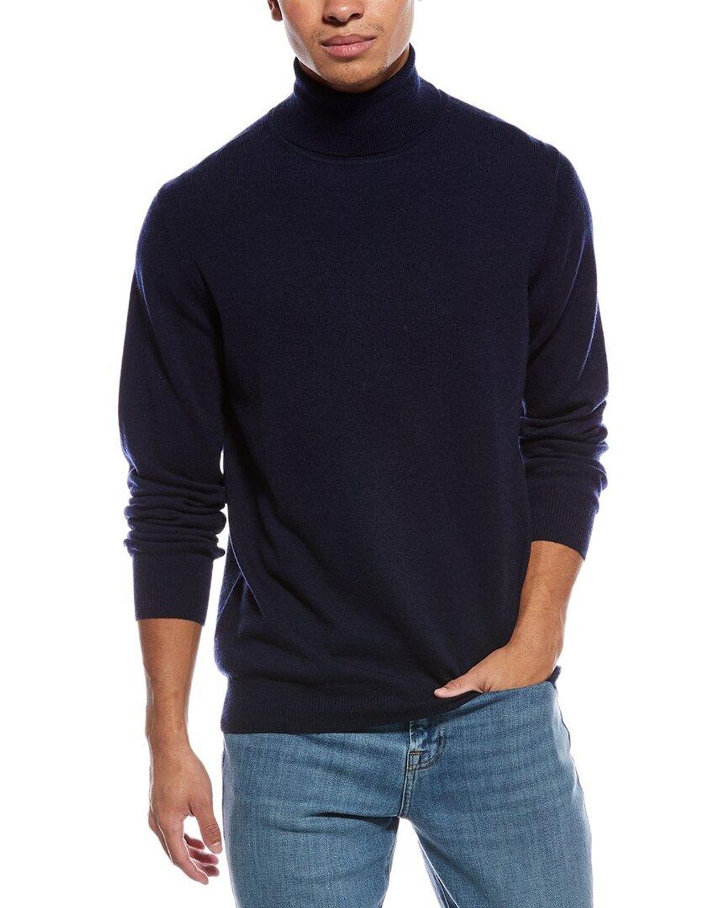 Brodie Cashmere Blue Classic Wool & Cashmere-Blend Turtleneck Sweater for men