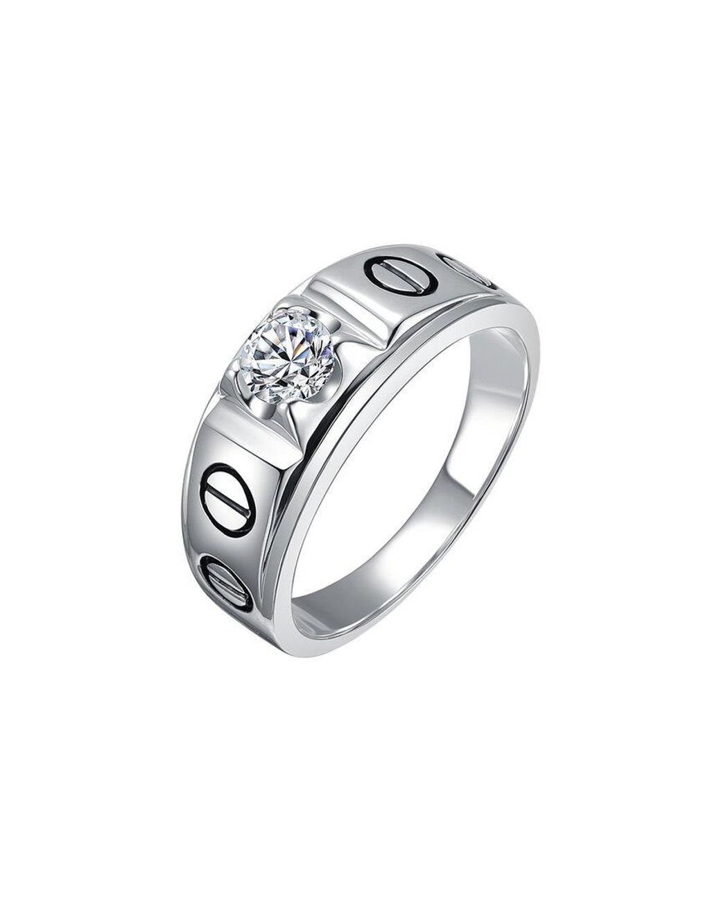 Rachel Glauber White Plated Cz Ring for men