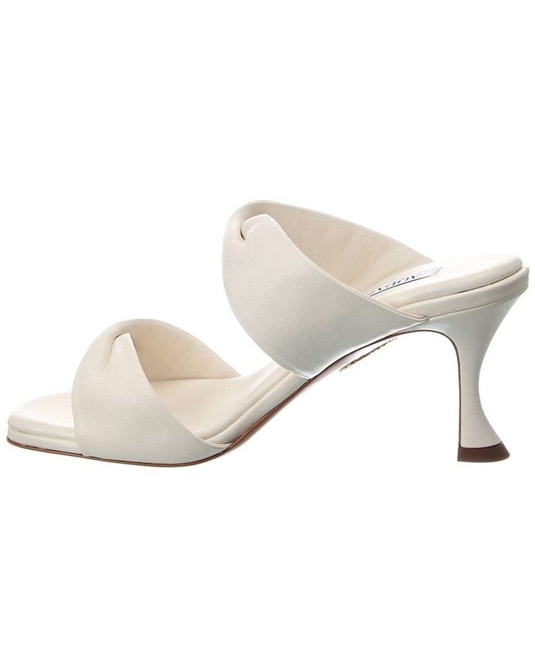 Aquazzura White Twist 75 Leather Sandal