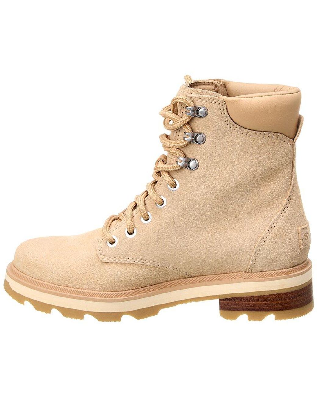 Sorel Lennox Lace-up Stacked Suede Boot in Natural | Lyst