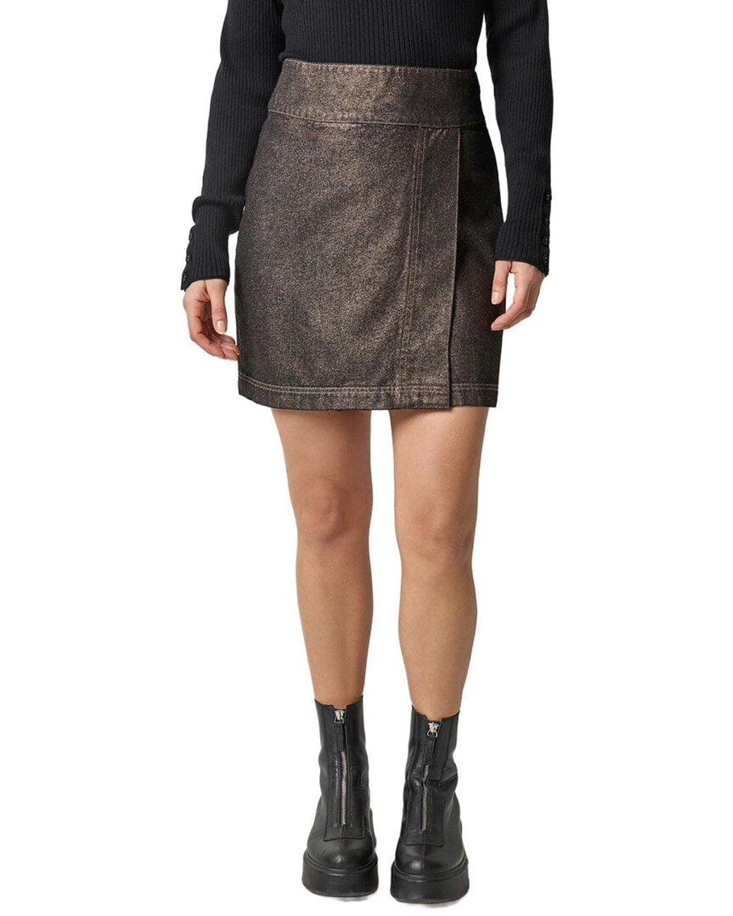Lilla P Black Metallic Mini Skirt
