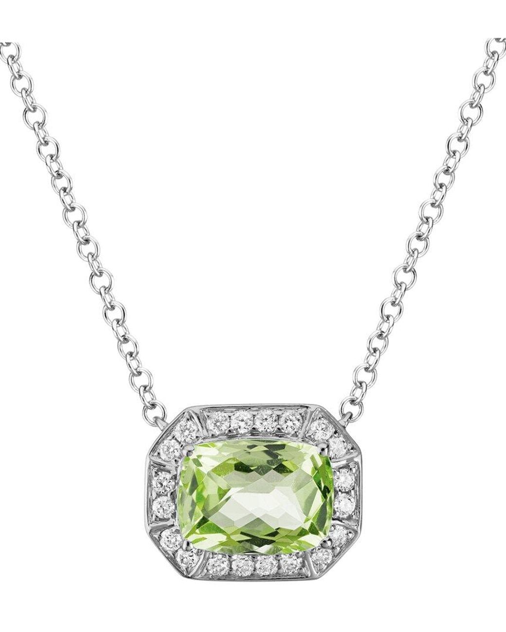 Diamond Select Cuts Metallic 14k Diamond .16 Ct. & 1.42 Ct. Peridot Necklace