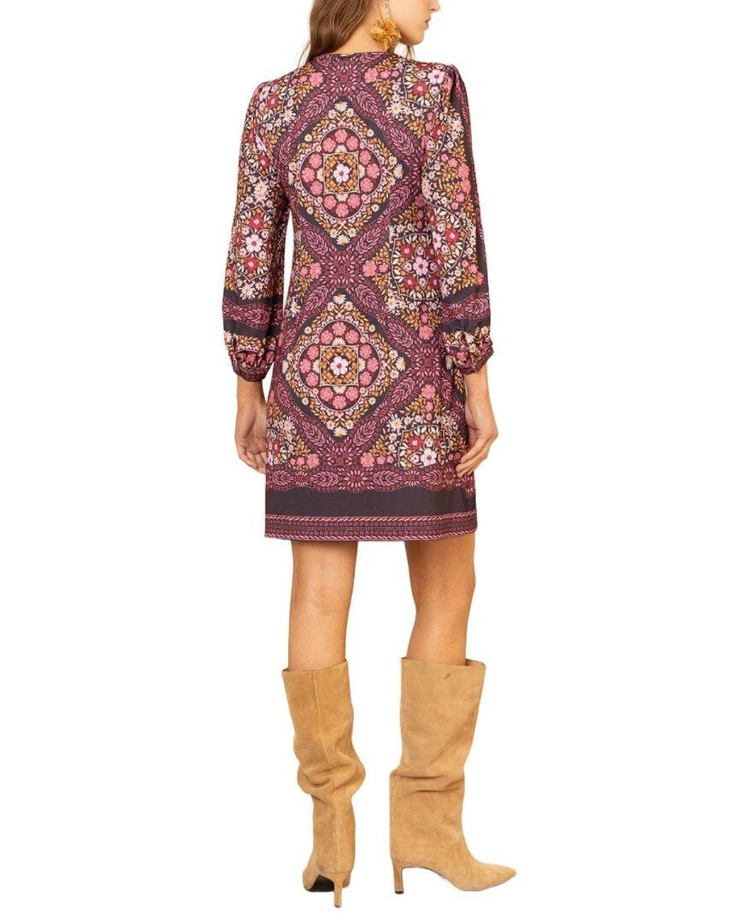 Hale Bob Red Beaded V-Neck Dress