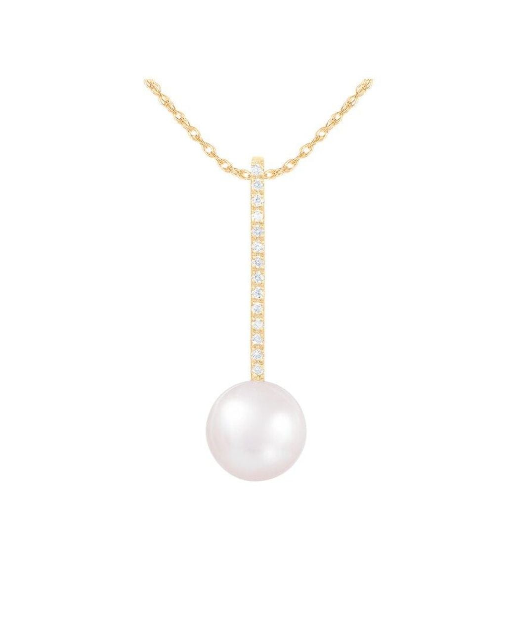 Splendid Metallic 14k 0.06 Ct. Tw. Diamond 8-8.5mm Pearl Pendant