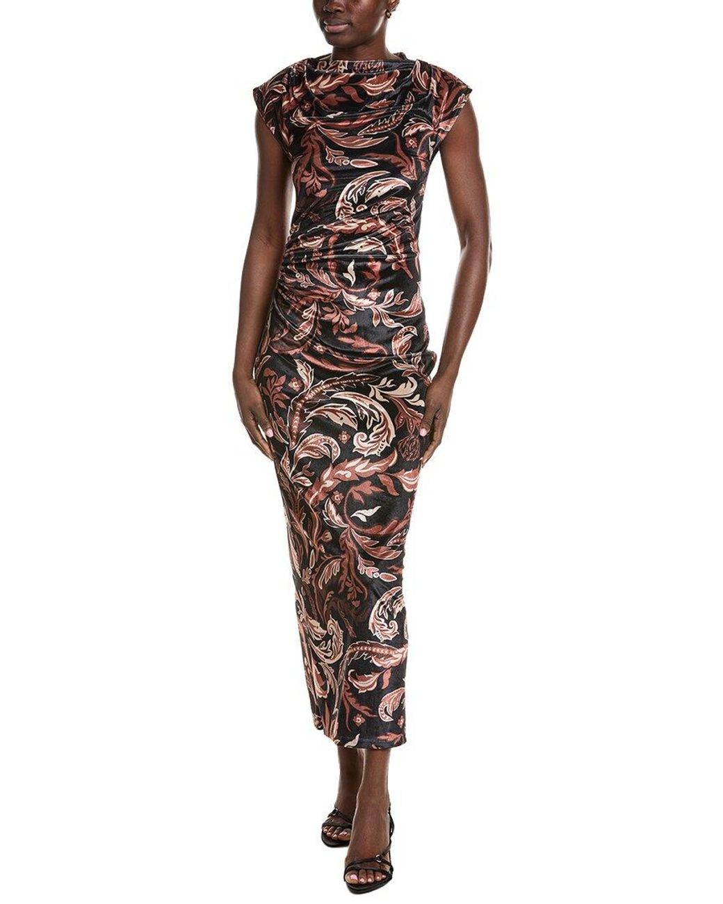 Hemant & Nandita Brown Mock Neck Midi Dress