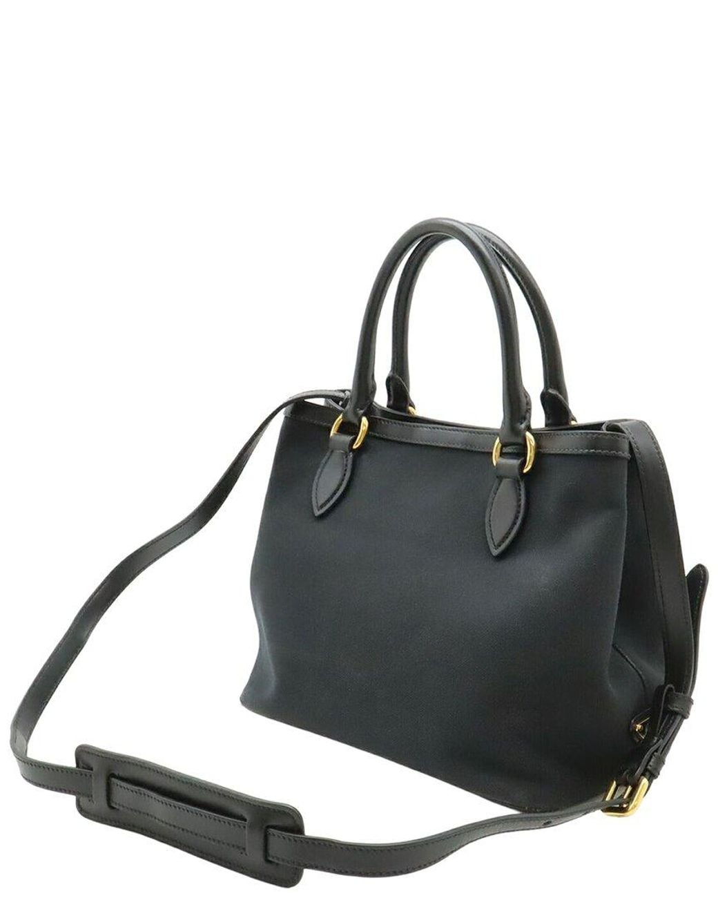 Prada Black Jacquard Canvas & Leather Logo 2Way Tote (Authentic Pre-Loved)