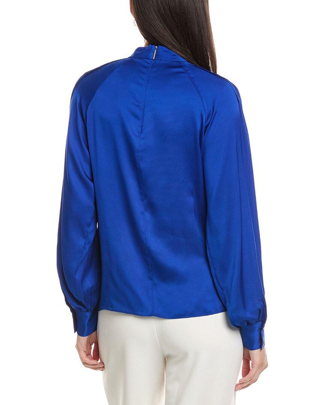 Tahari Blue The Bruna Silk-Blend Blouse