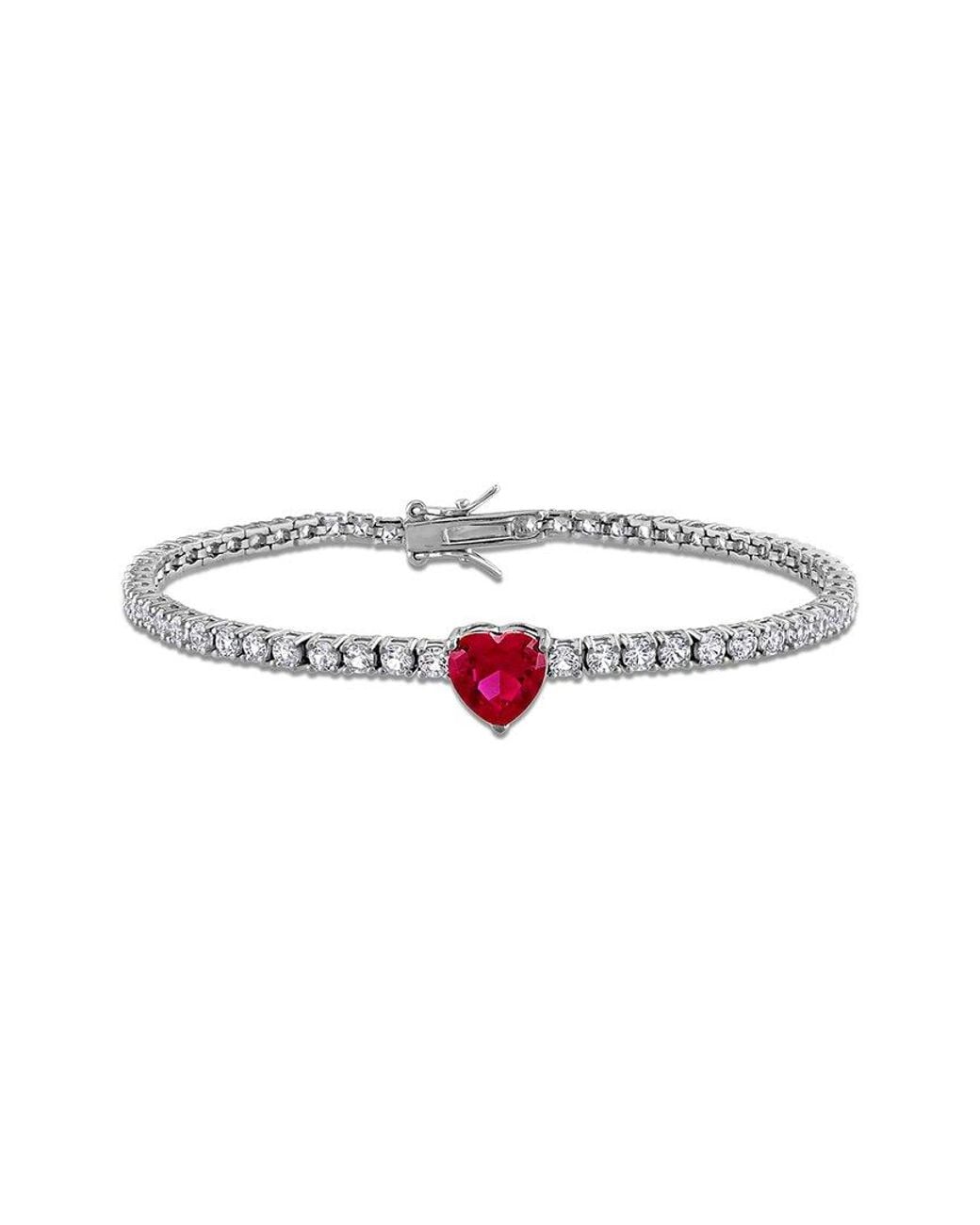 Rina Limor White 8.00 Ct. Tw. Lab-Grown Ruby & Sapphire Bracelet
