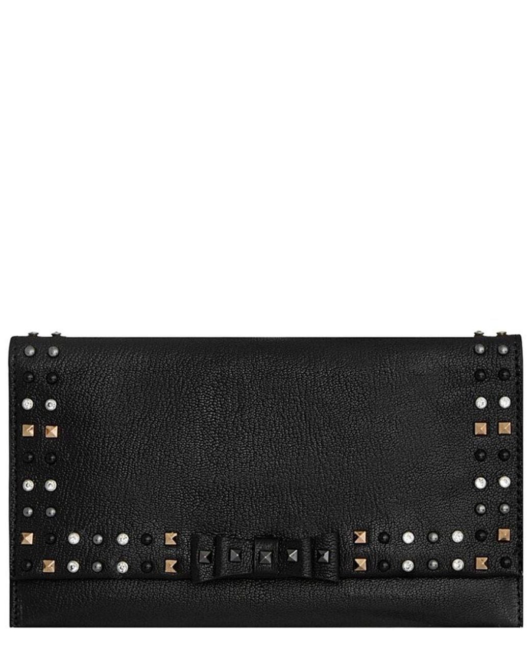Rebecca Minkoff Black Bowie Studded Leather Wallet Clutch