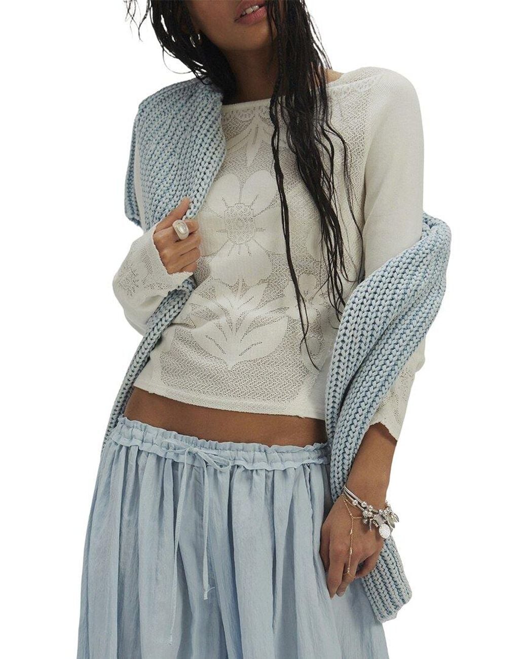 Free People Gray Delilah Top