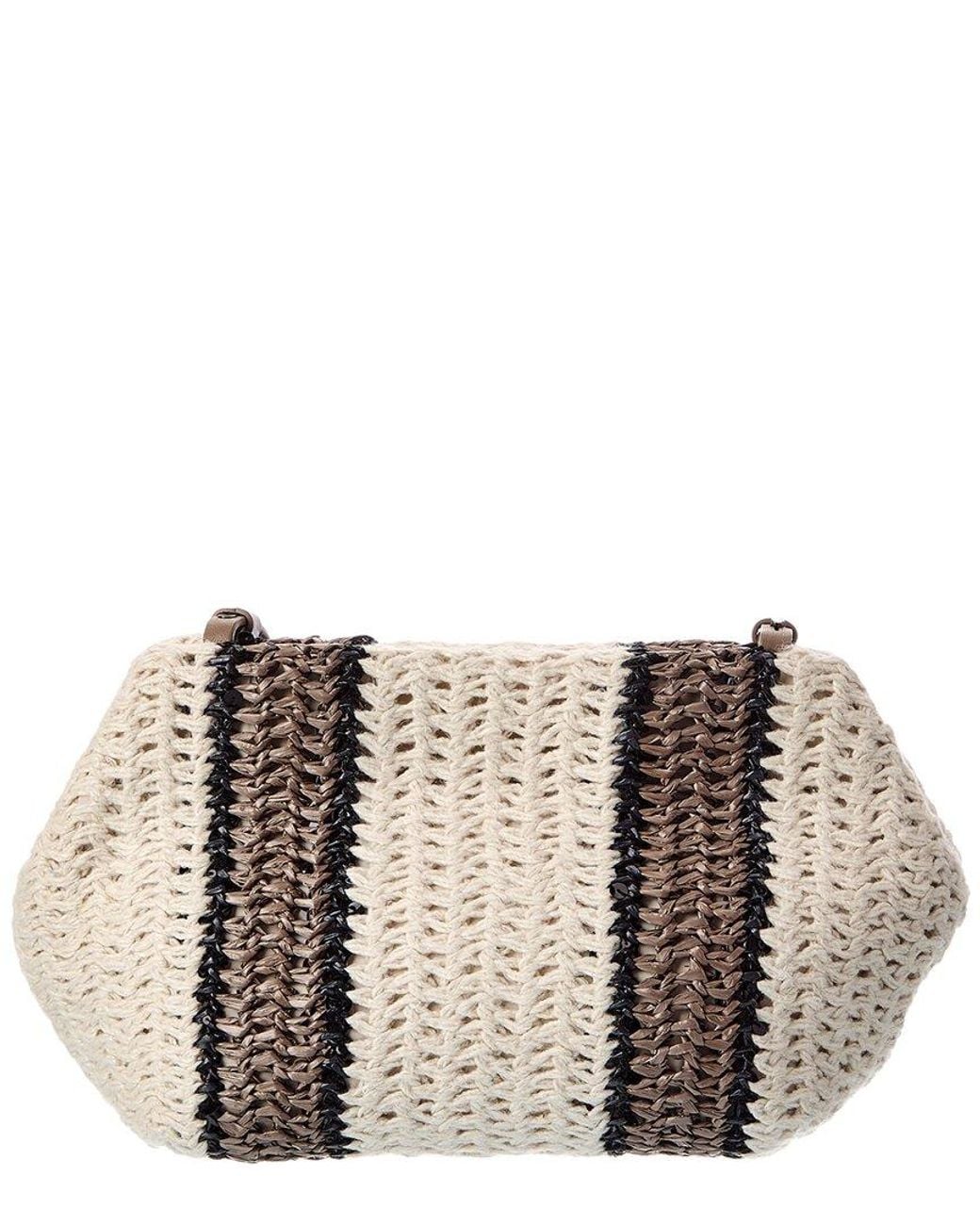 Brunello Cucinelli Brown Leather-Trim Shoulder Bag