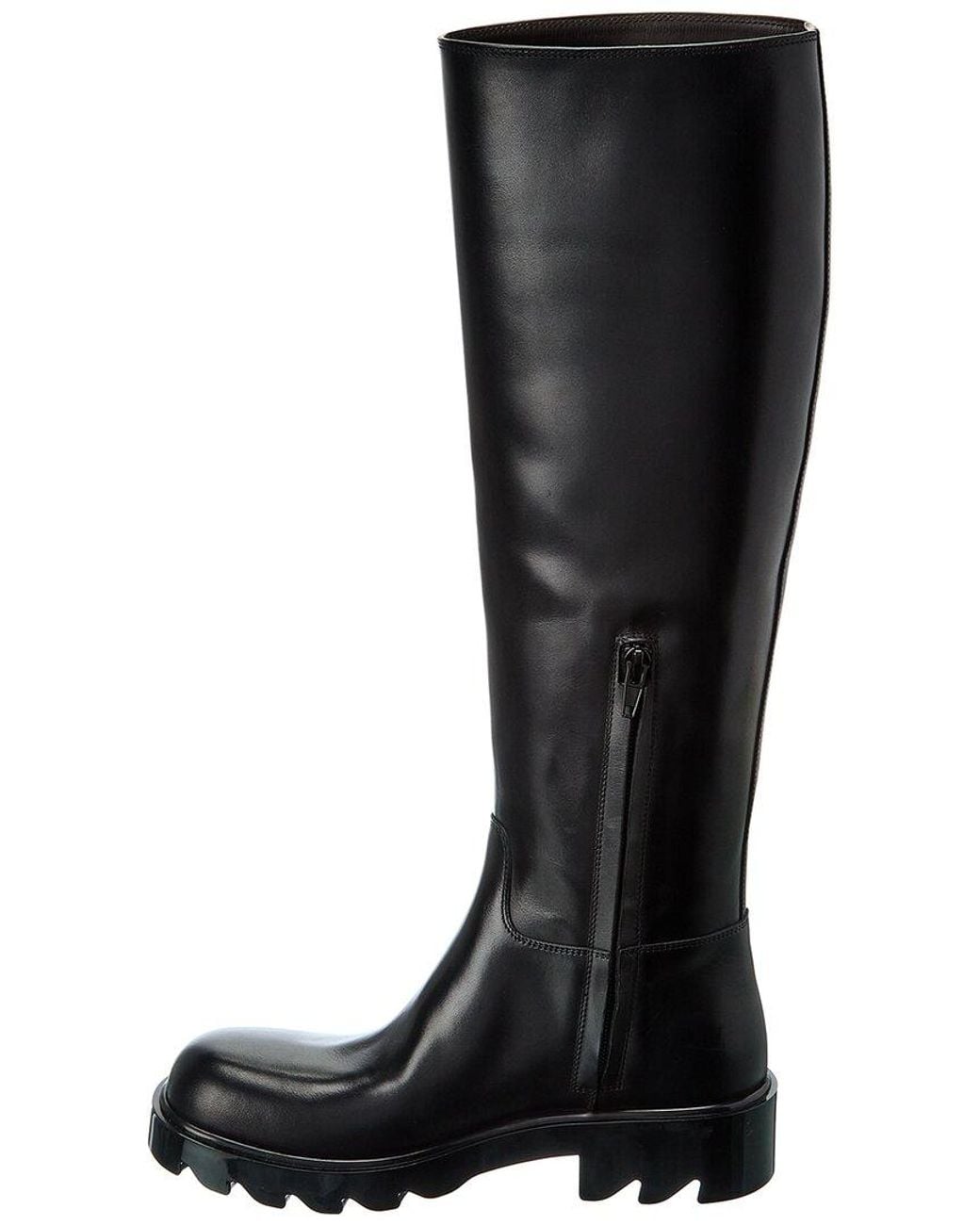 Bottega Veneta Black Strut Round-Toe Leather Boot