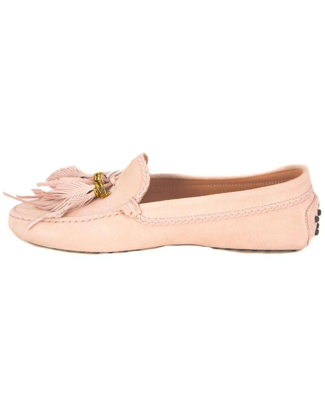 Tod's Pink Gommino Suede Moccasin