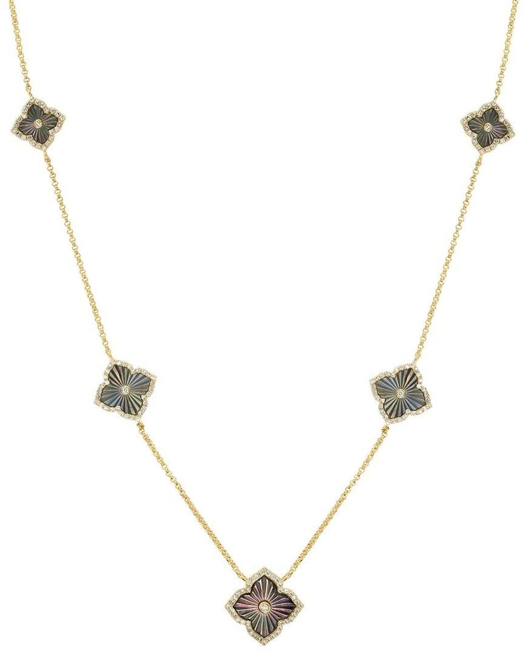 Effy Fine Jewelry Natural 14K 3.33 Ct. Tw. Diamond & Mother Of Pearl Necklace