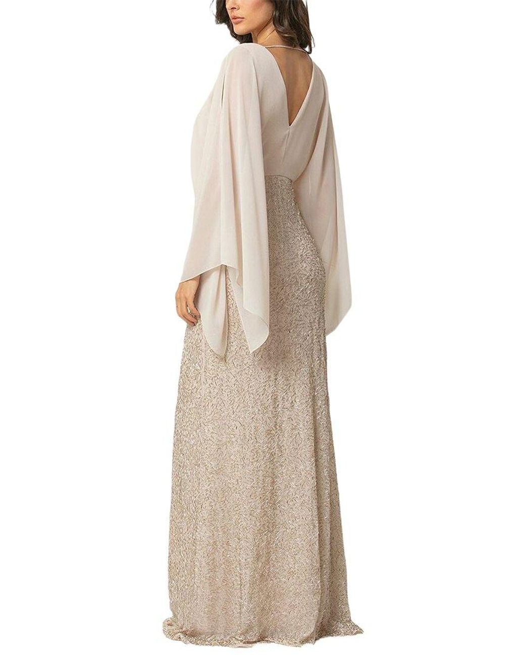 AMINA GLAM Natural Long Sleeve Maxi Dress