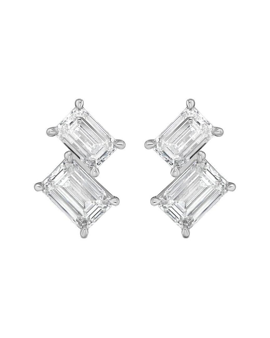 Diana M Metallic Diana M. 14K 3.00 Ct. Tw. Lab-Grown Diamond Two-Stone Earrings