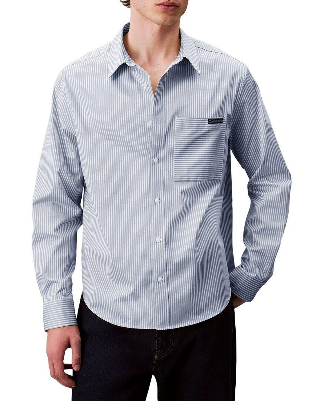 Calvin Klein Blue Satin Relaxed Shirt for men