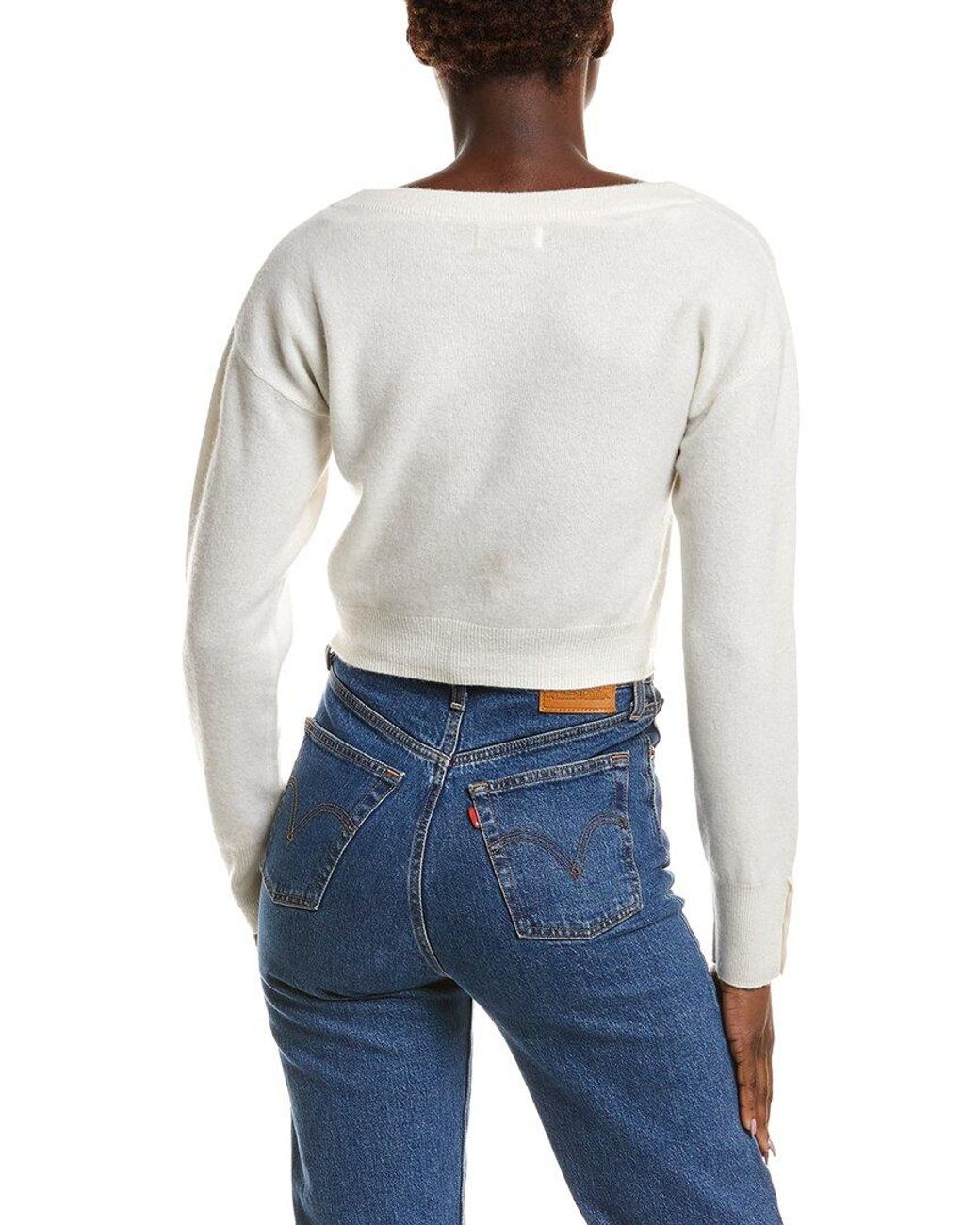 NAADAM White 100% Cashmere Cinched Waist Cardigan