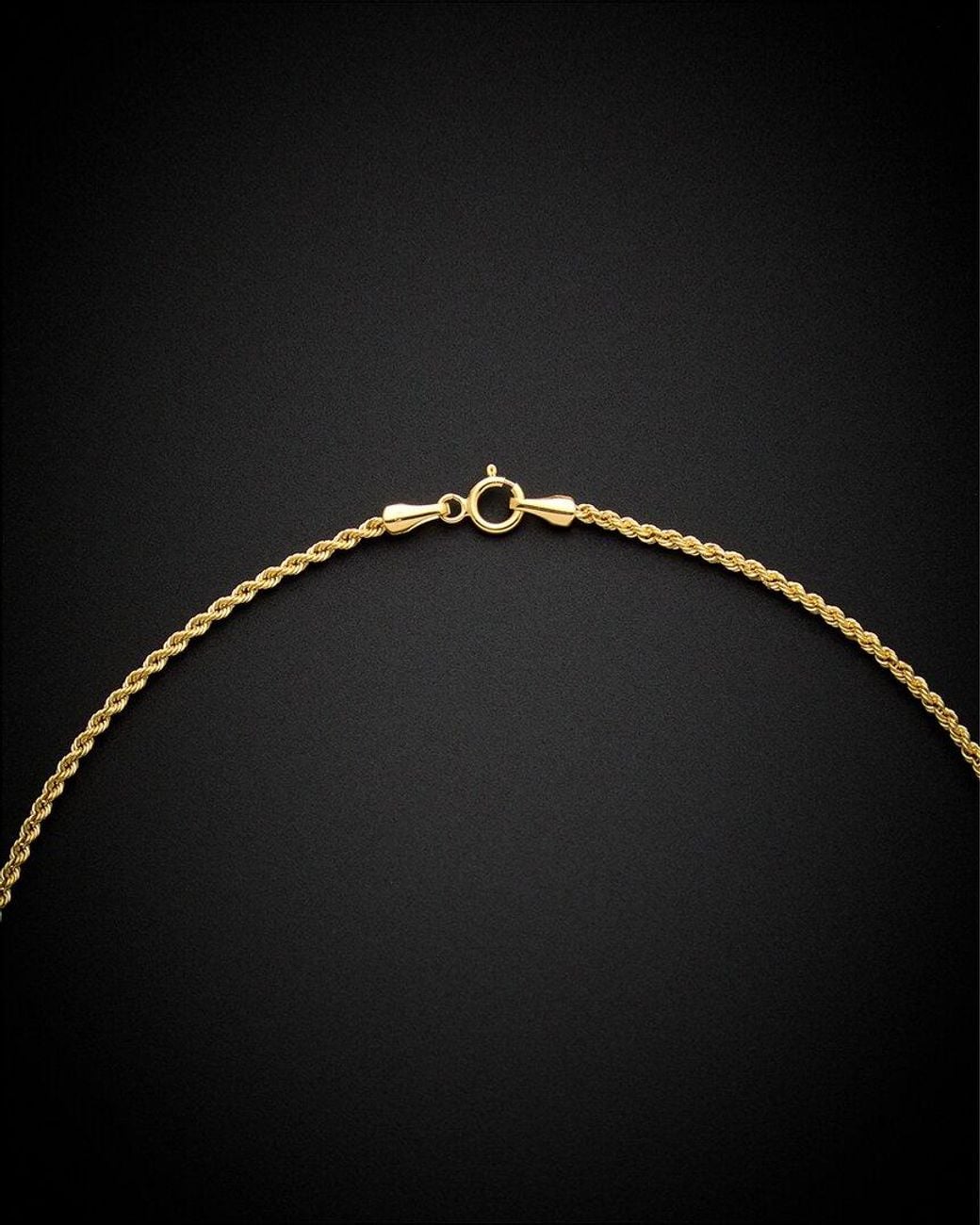Italian Gold Black 14K Hollow Rope Necklace