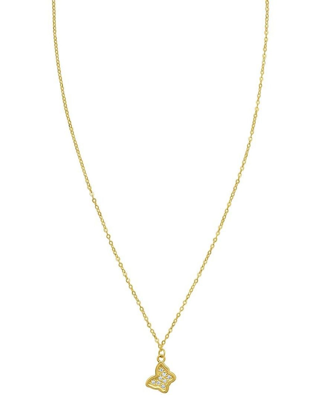 Italian Gold Metallic 14K 0.04 Ct. Tw. Diamond Butterfly Necklace