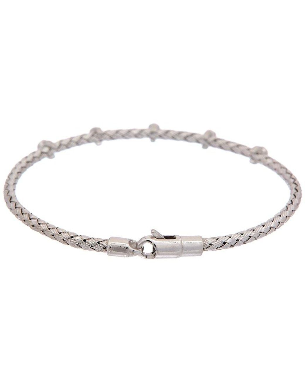 Meshmerise White 18k Over Silver 0.10 Ct. Tw. Diamond Bangle Bracelet
