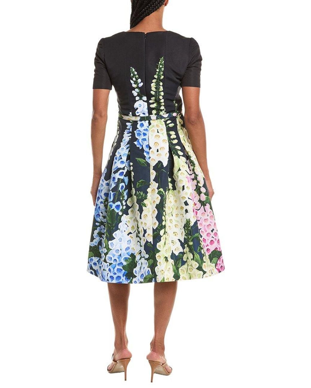 Oscar de la Renta White Foxgloves Midi Dress