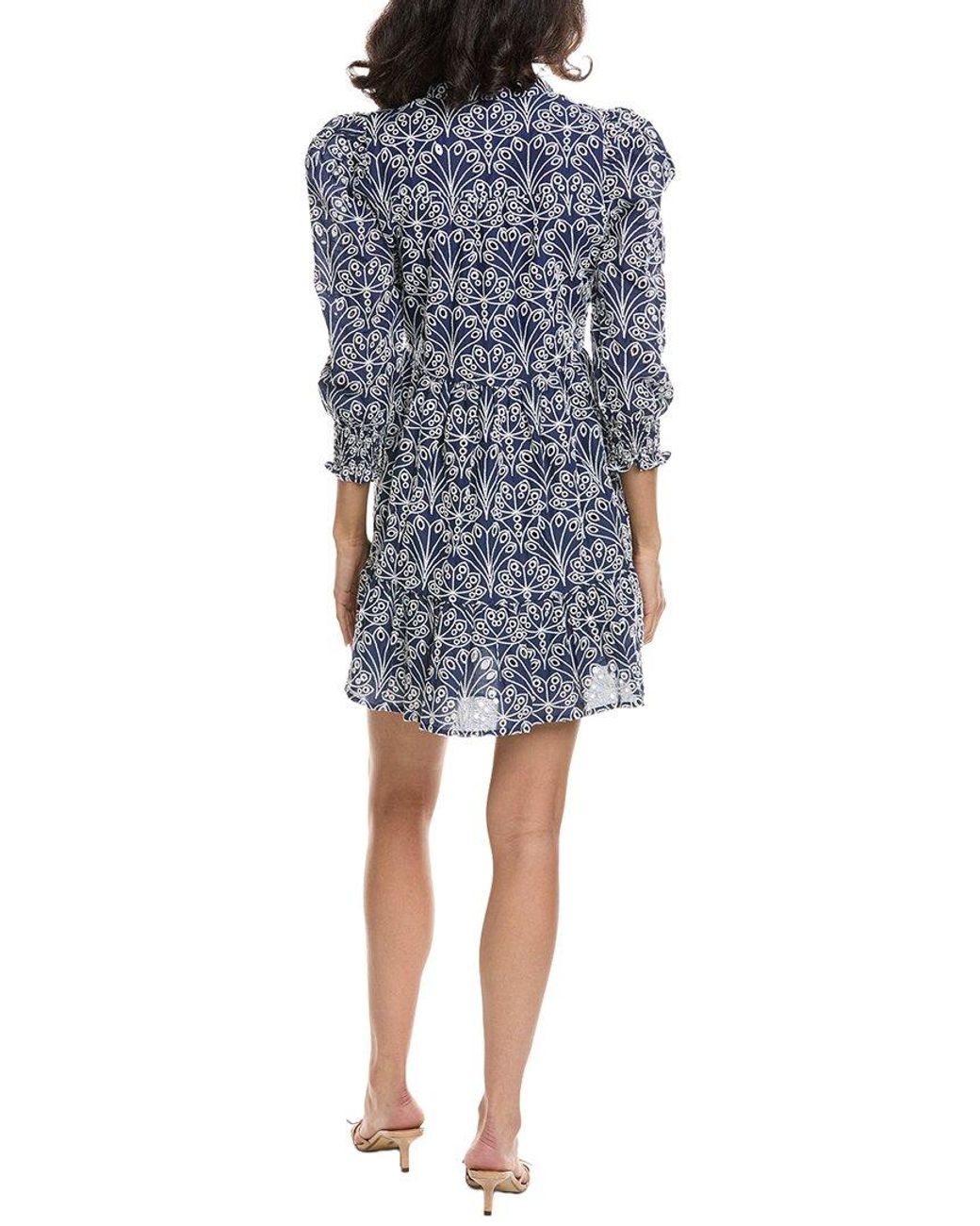 Sail To Sable Blue Embroidered Mini Dress