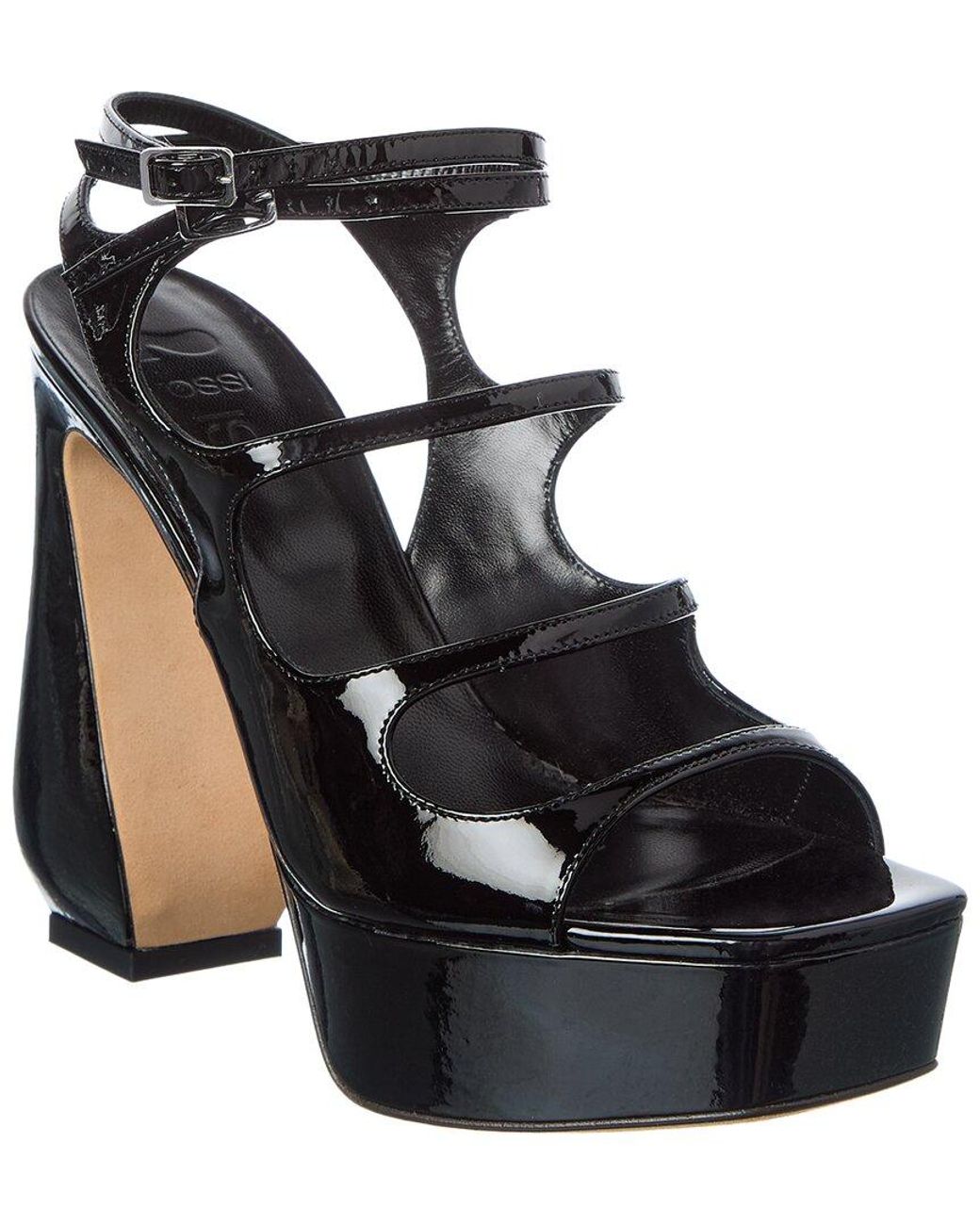 Sergio Rossi Black 90 Patent Platform Sandal