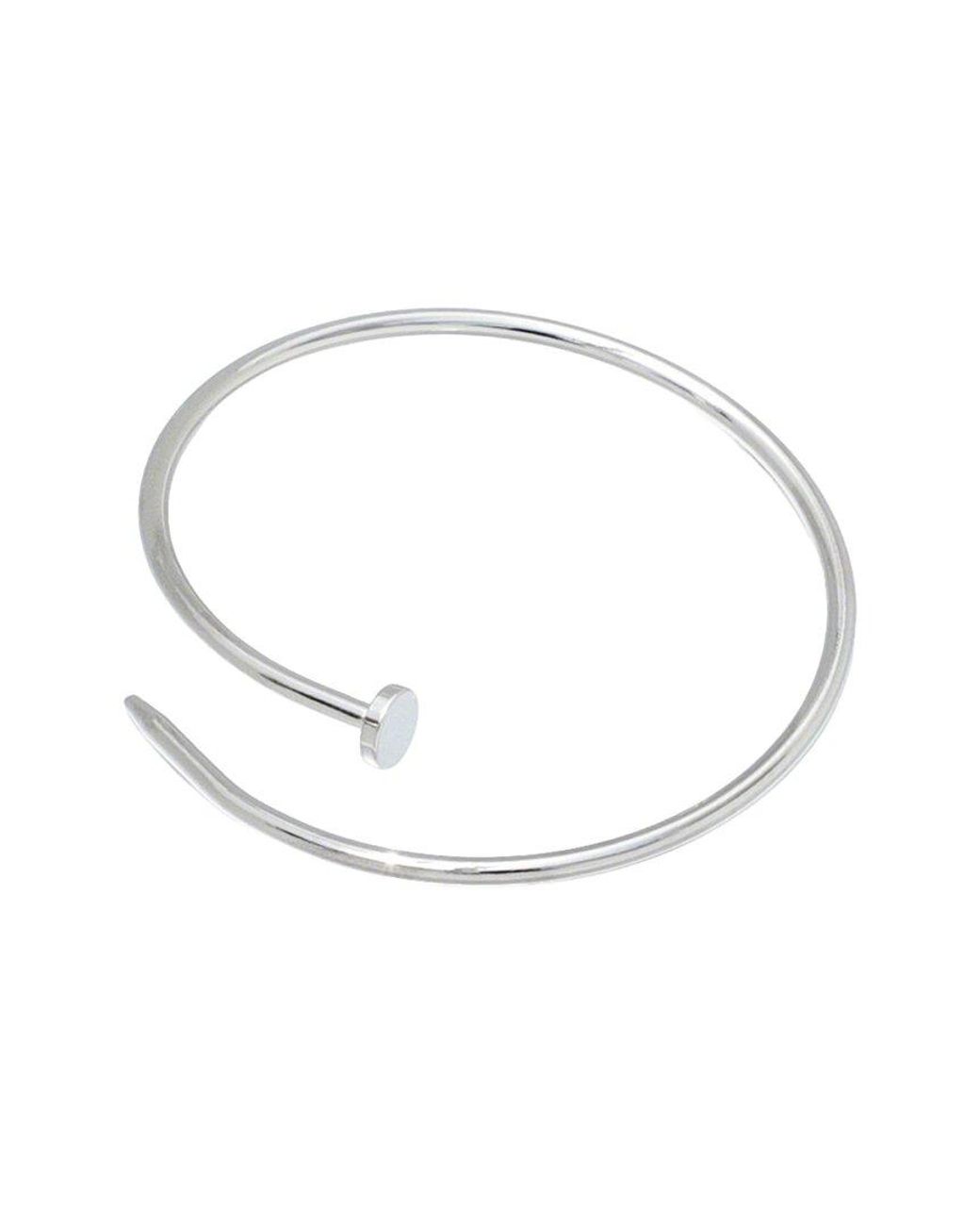 Adornia White Plated Thin Nail Cuff Bracelet
