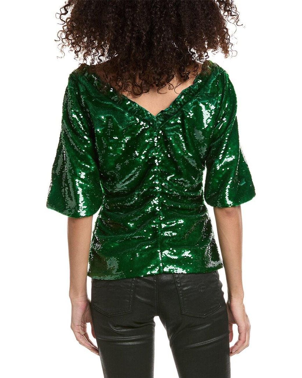 Ganni Green Sequin Blouse