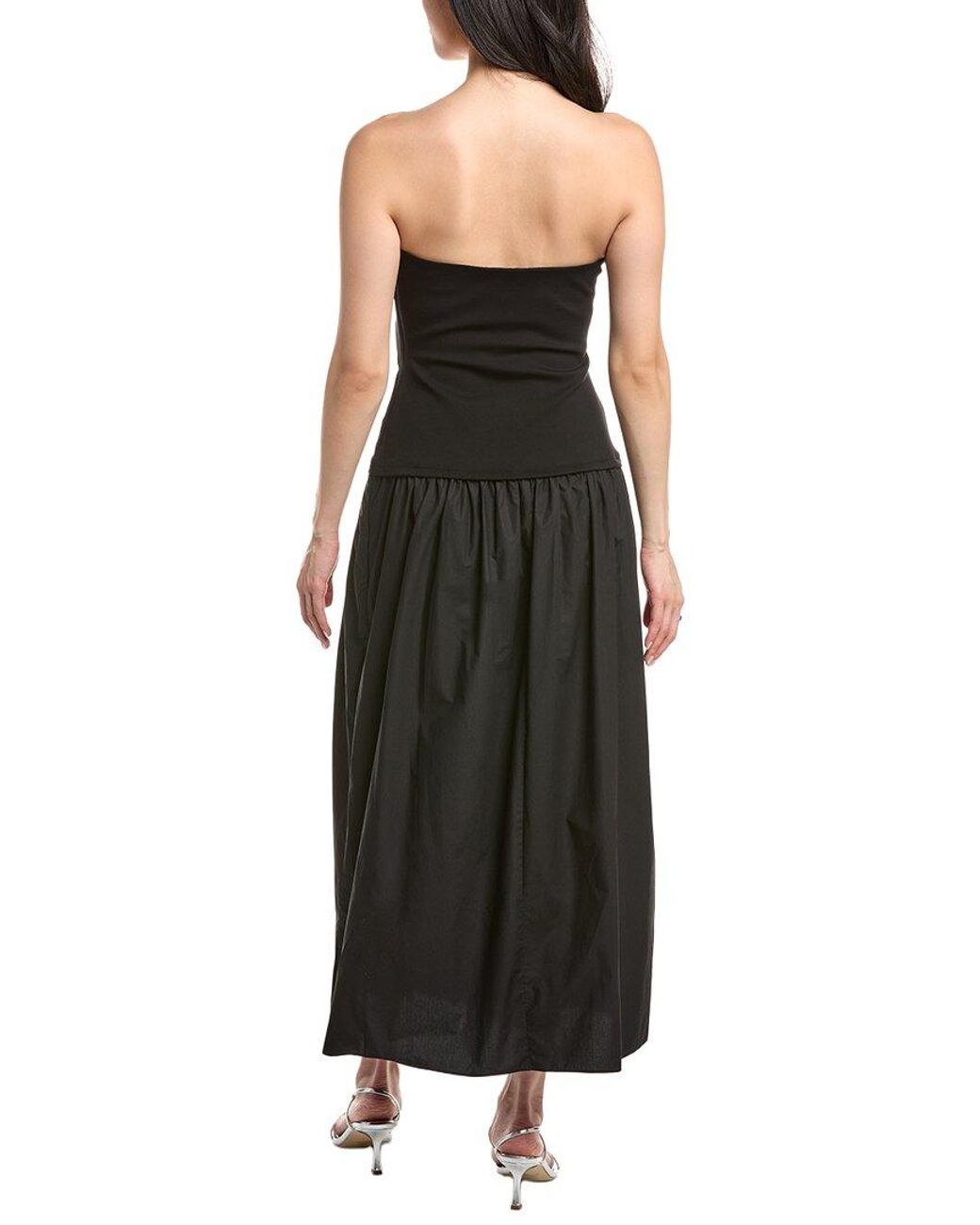 Rag & Bone Black Irina Mixed Media Strapless Midi Dress