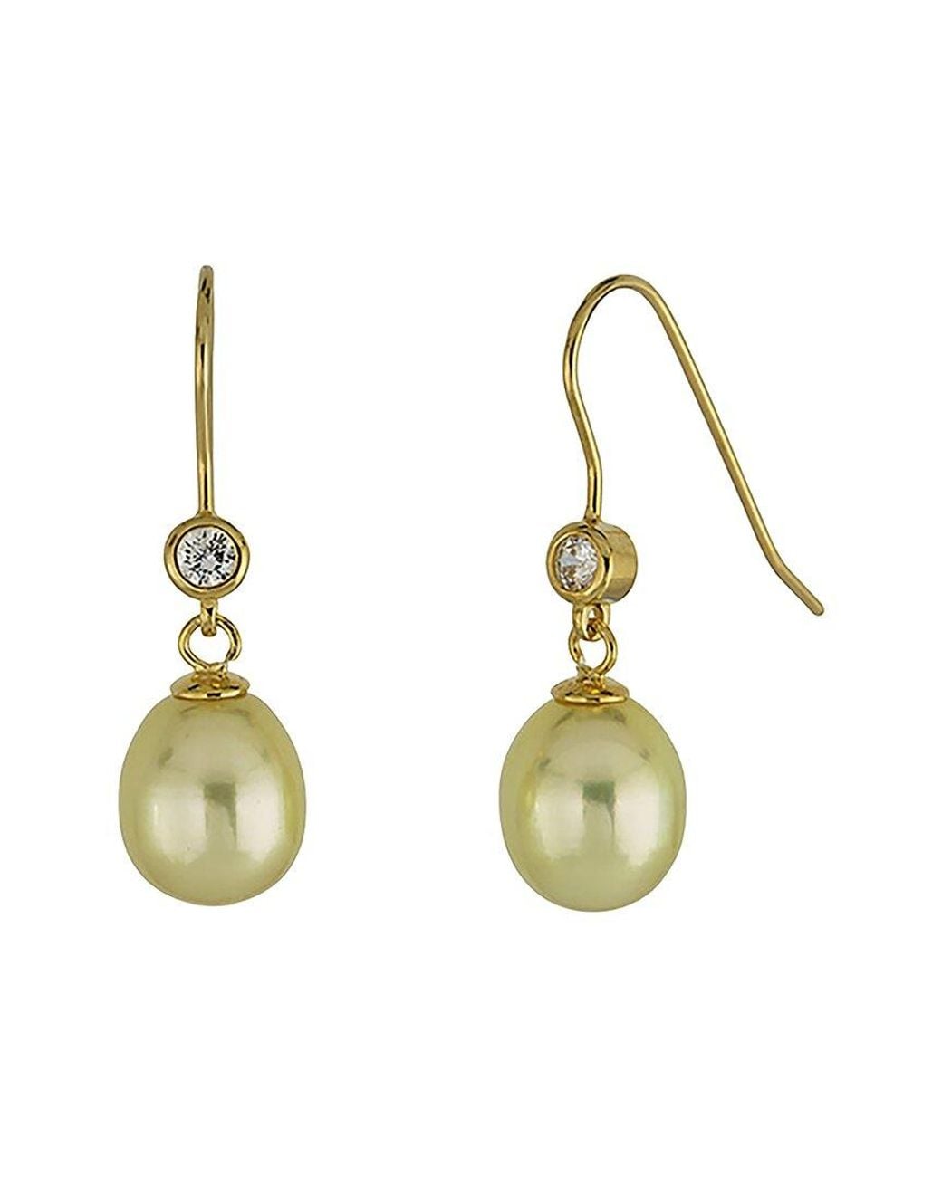 Belpearl Metallic Plated 8Mm Pearl Dangle Earrings