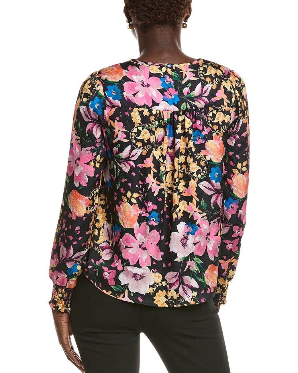 Tahari Black V-Neck Blouse