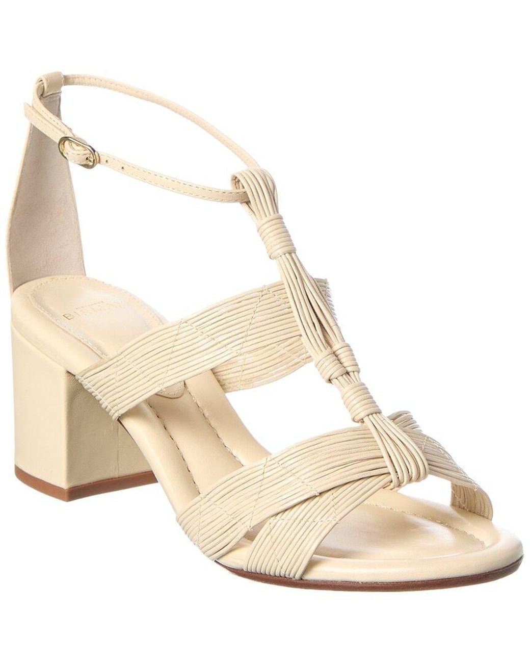 Alexandre Birman Natural Olga Block 60 Leather Sandal