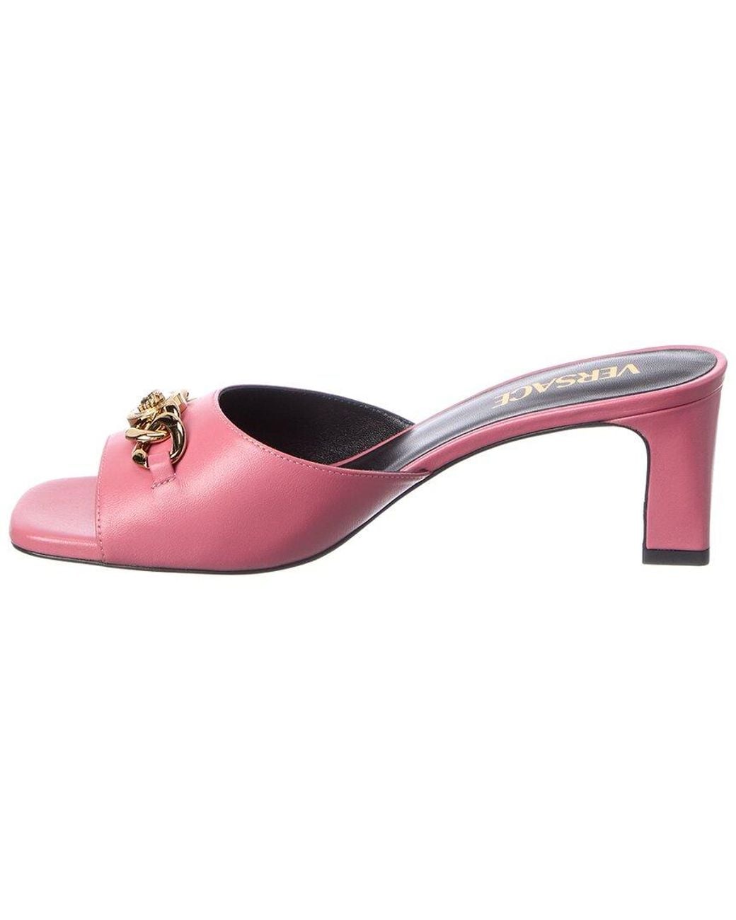 Versace Pink Medusa Leather Sandal