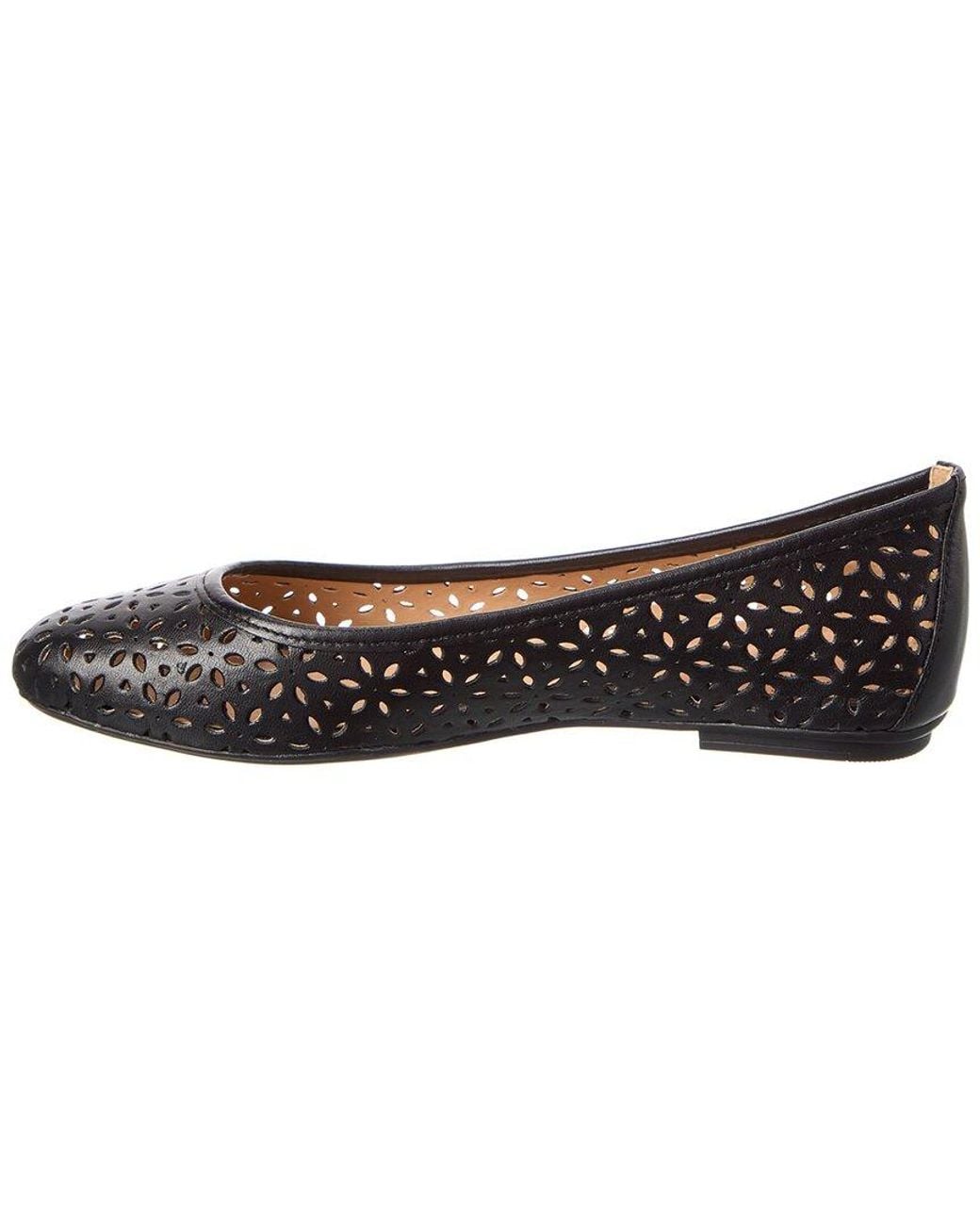 French Sole Black Leyla Laser Cut Leather Flat