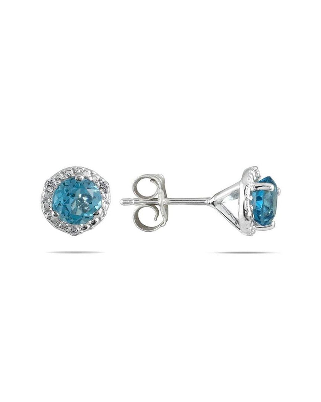 Diamond Select Cuts Blue 14K 1.16 Ct. Tw. Diamond & Topaz Earrings
