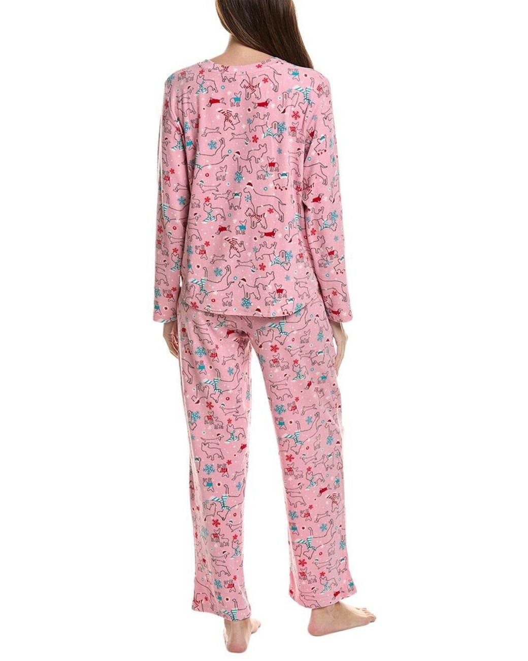Hue Pink 2Pc Waffle Fleece Pajama Set
