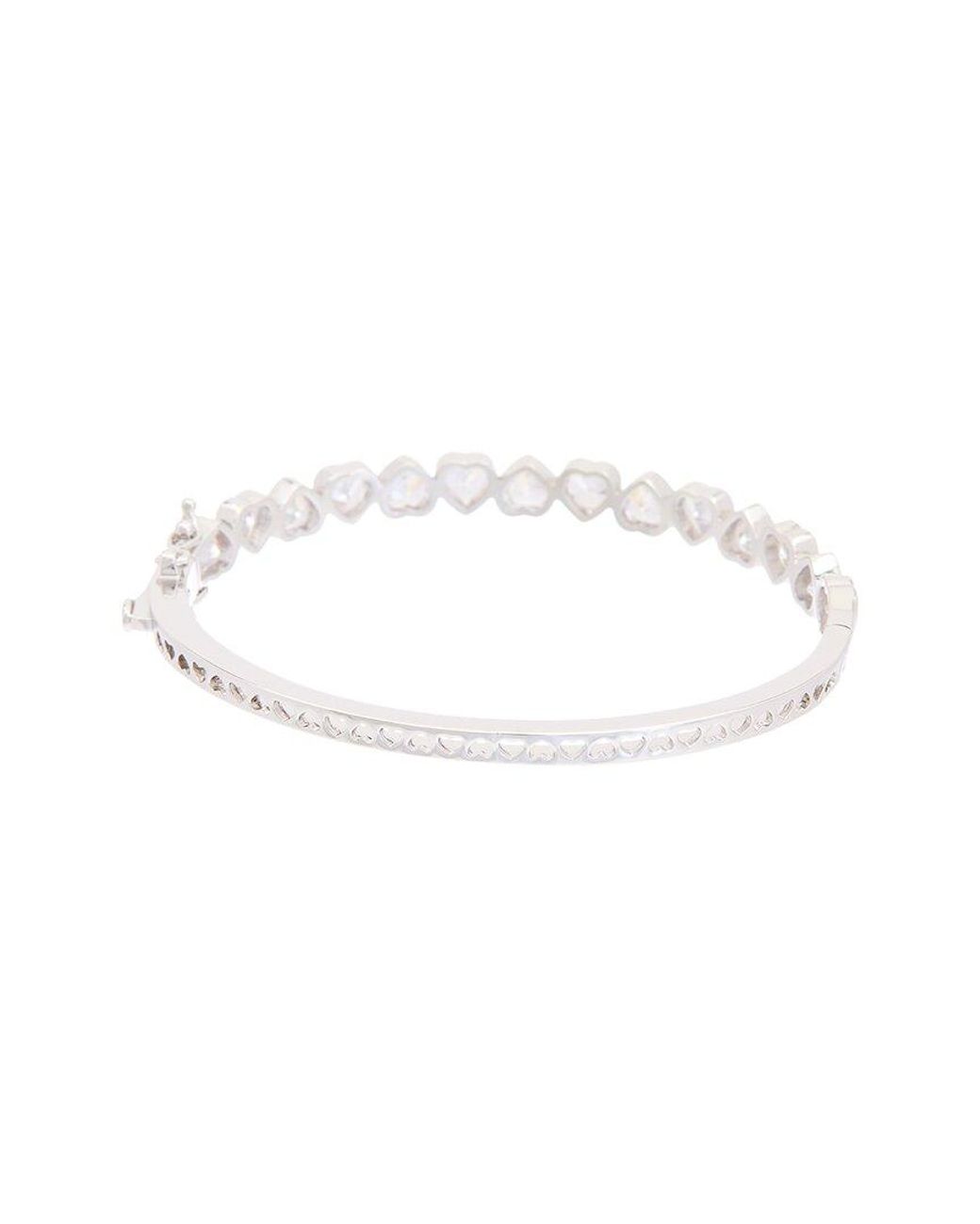 Juvell White 18K Plated Cz Heart Bangle Bracelet