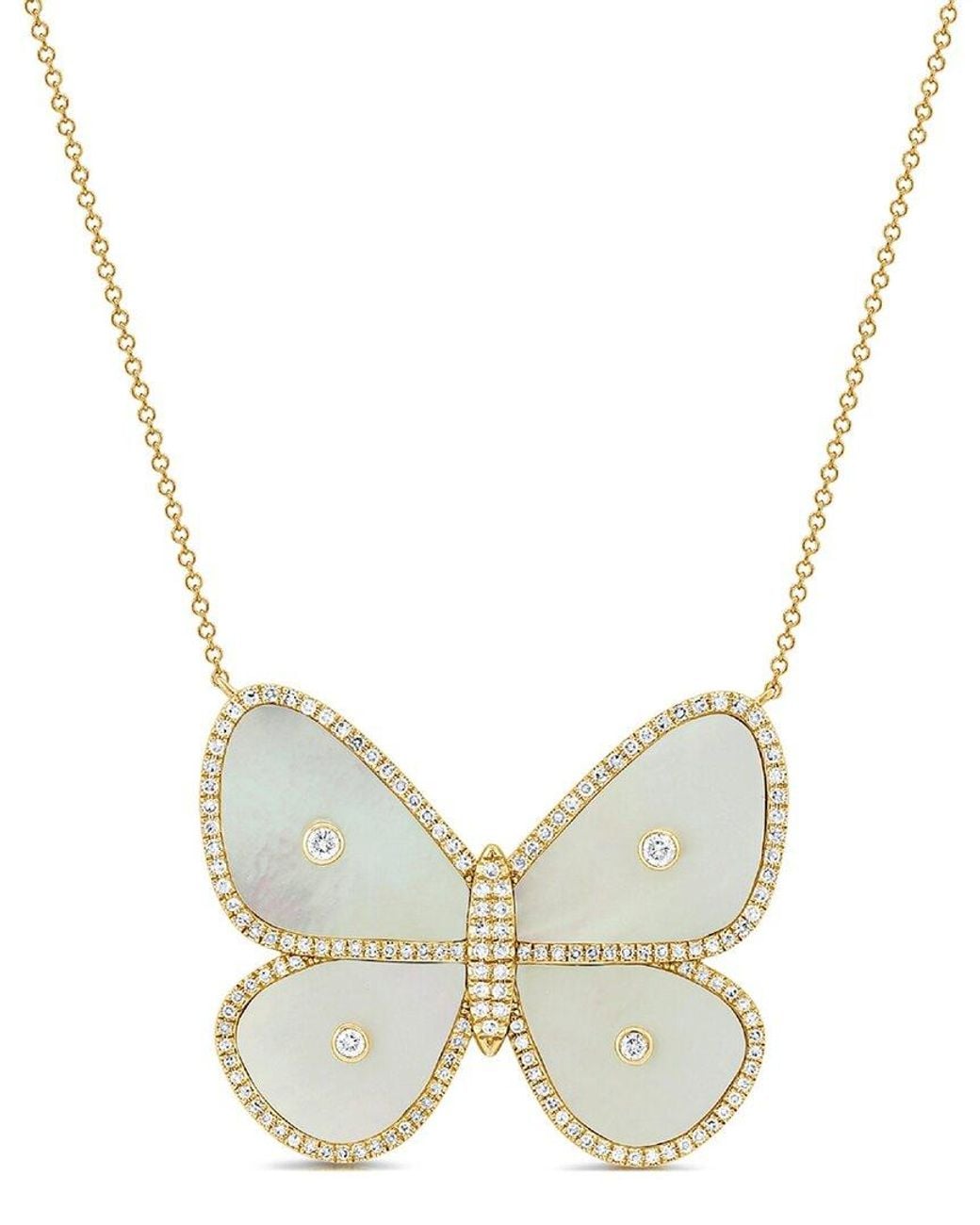 Sabrina Designs Metallic 14k 0.35 Ct. Tw. Diamond & Pearl Butterfly Necklace