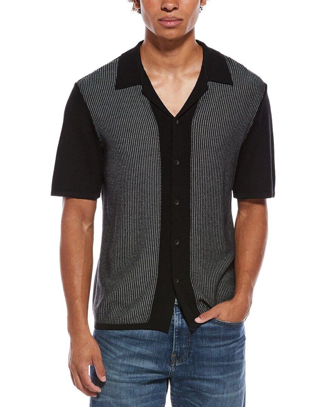 Rag & Bone Black Harvey Knit Camp Shirt for men