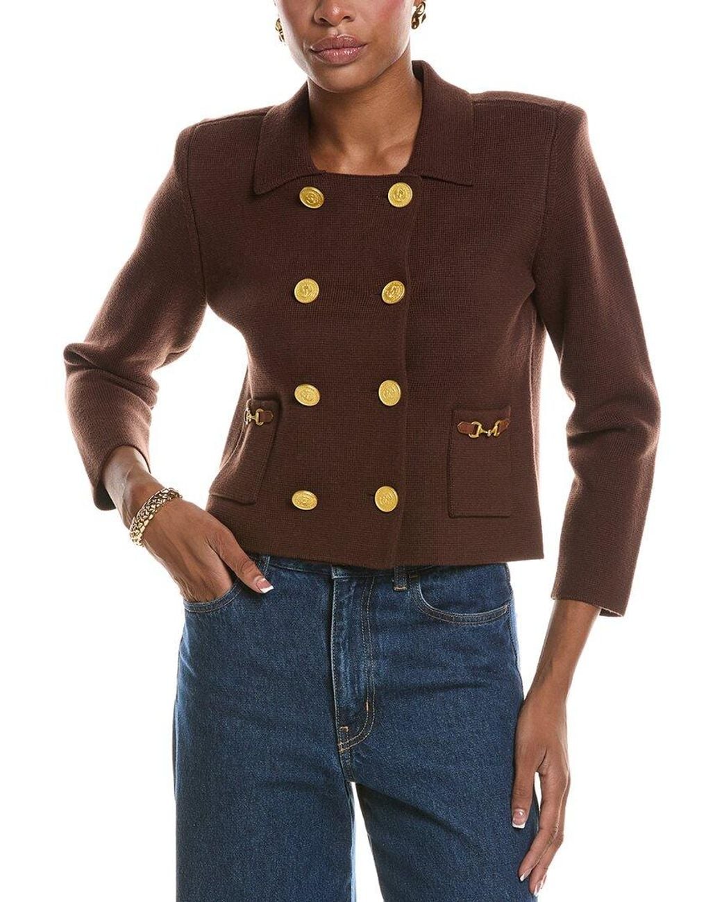 L'Agence Blue Madilyn Double Breasted Knit Jkt