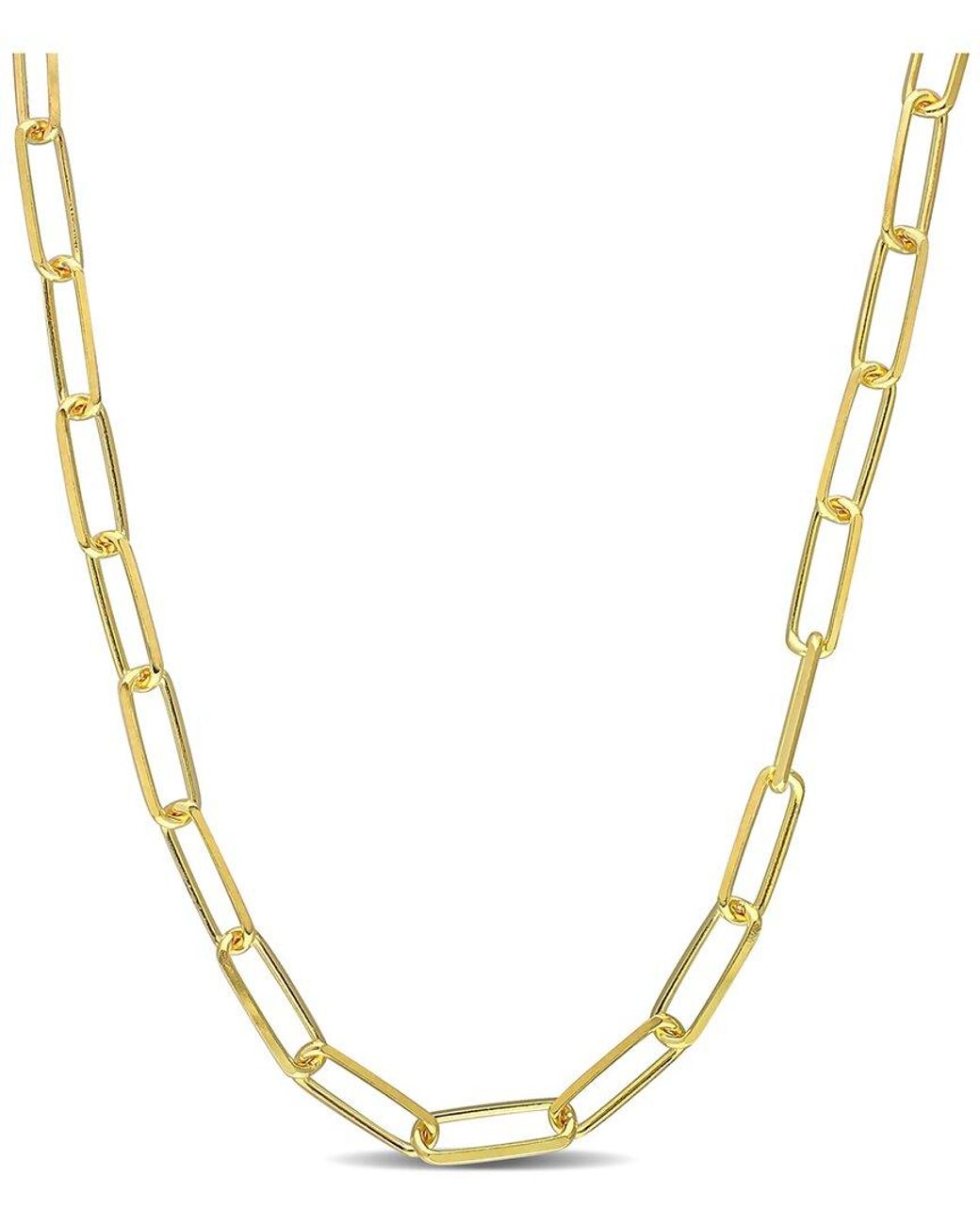 Italian Silver Metallic 18K Over Diamond-Cut Paperclip Chain Necklace