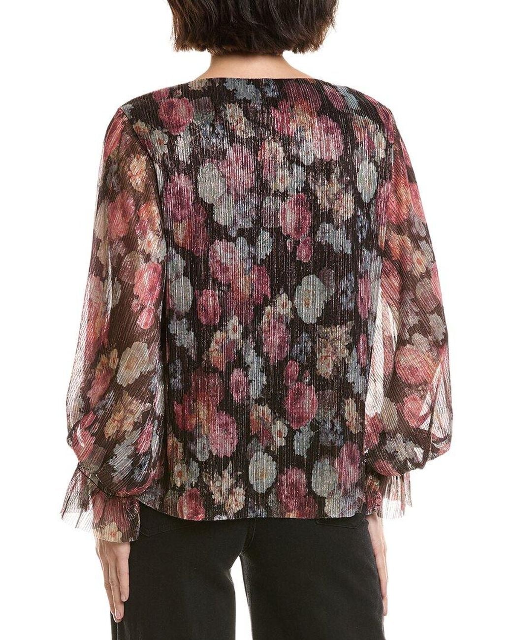 Vince Camuto Red V Neck Balloon Sleeve Blouse