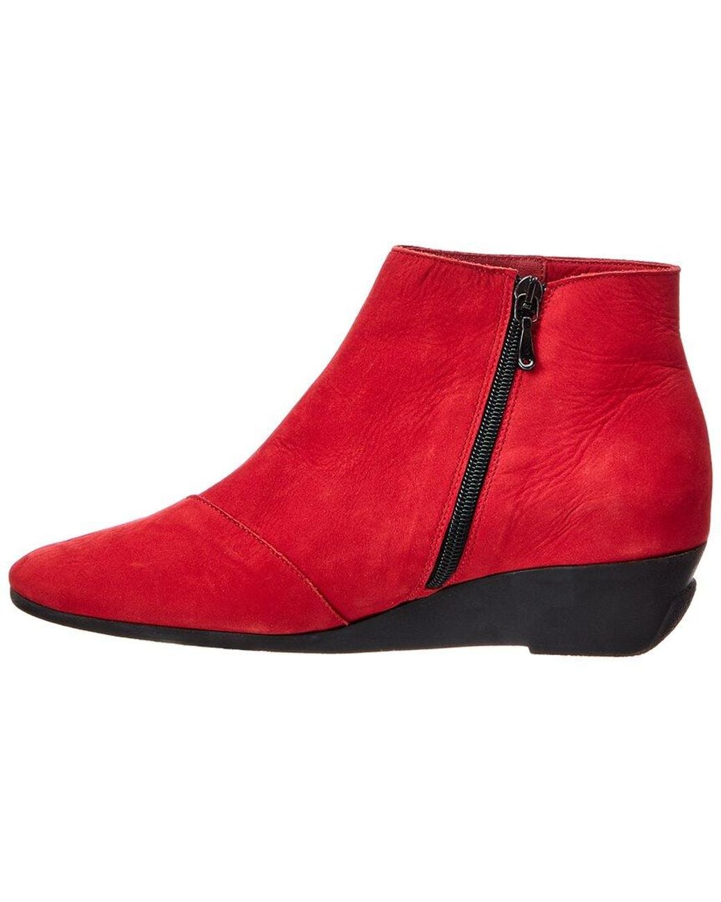 Arche Red Anyska Leather Wedge Bootie